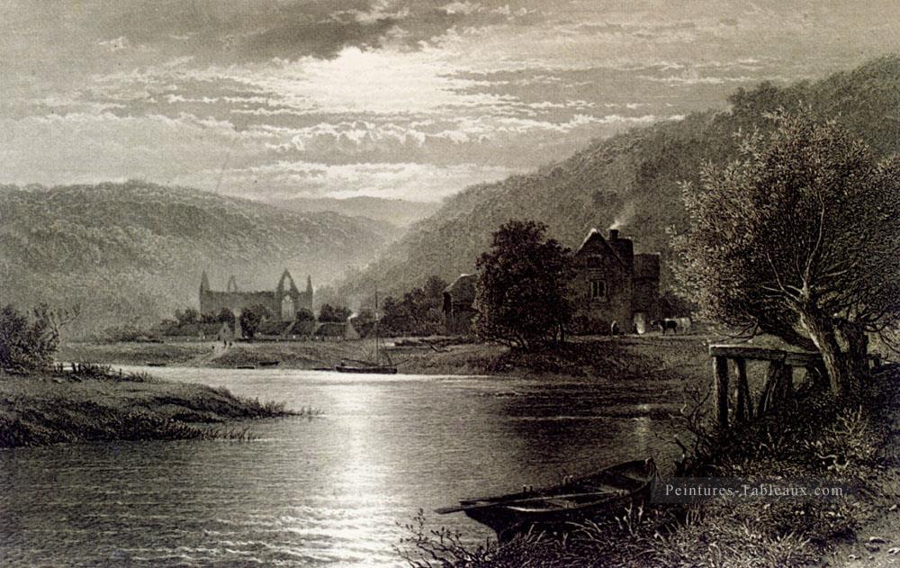 Tintern Abbey Moonlight sur le paysage de Wye Thomas Sidney Cooper Peintures à l'huile